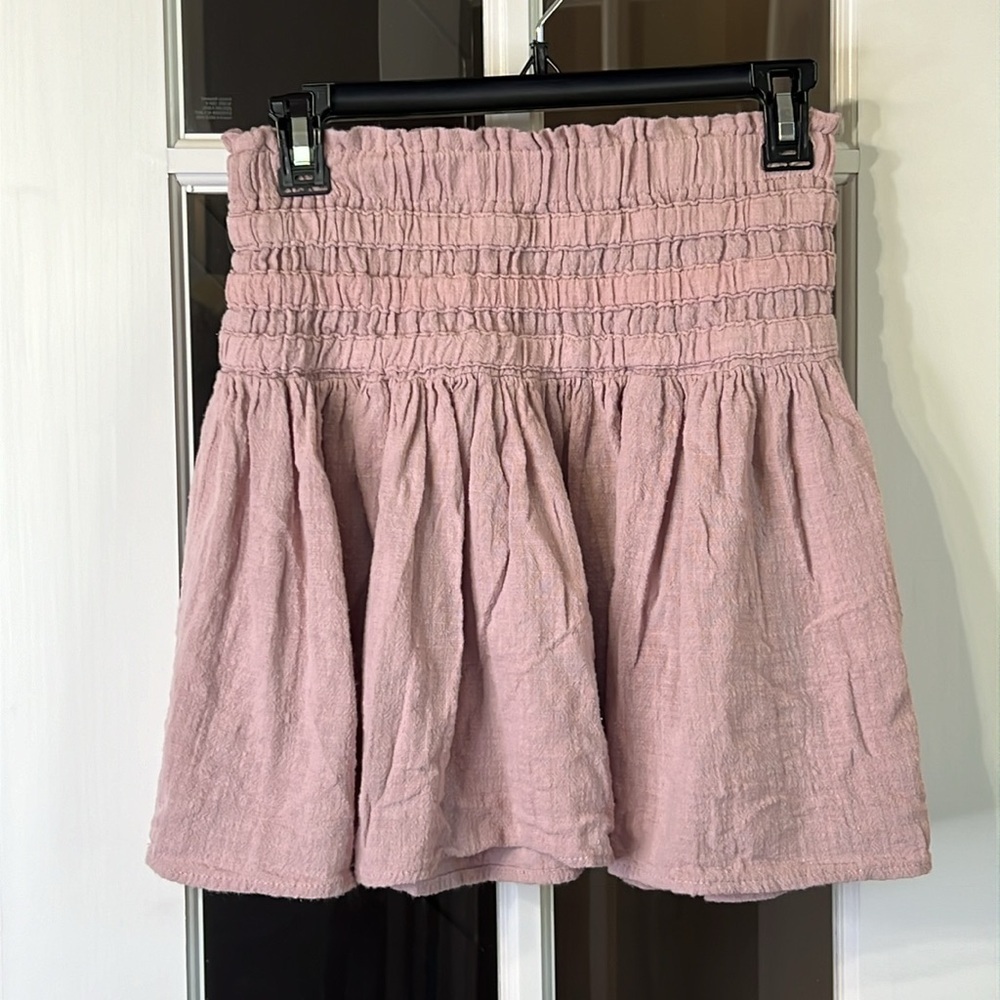 REWASH Pink Gauze Cotton Wide Stretch Elastic Waist Mini Skirt Size Medium